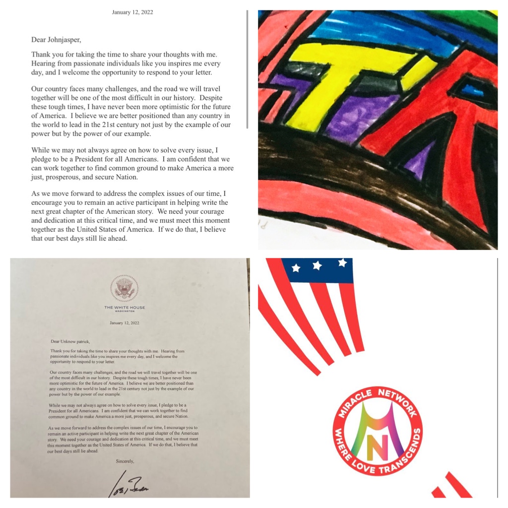 White House support letter to Johnjasper Strongman — Miracle Network Where Love Transcends